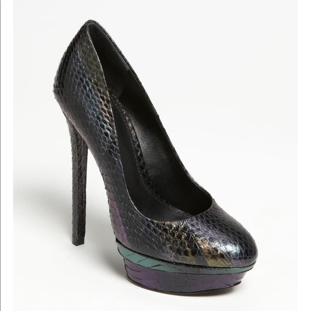 Brian Atwood Ferguson Iridescent Snakeskin Pumps